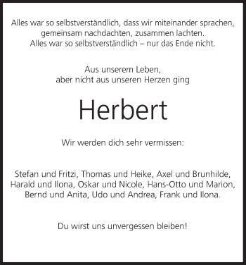 Anzeige von Herbert Becher von MGO