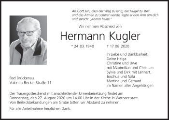 Anzeige von Hermann Kugler von MGO