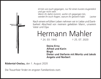 Anzeige von Hermann Mahler von MGO