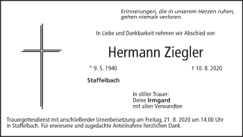 Anzeige von Hermann Ziegler von MGO