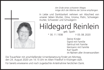 Anzeige von Hildegard Reinlein von MGO