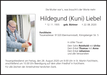 Anzeige von Hildegund Liebel von MGO