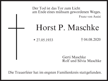 Anzeige von Horst P. Maschke von MGO
