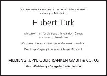 Anzeige von Hubert Türk von MGO