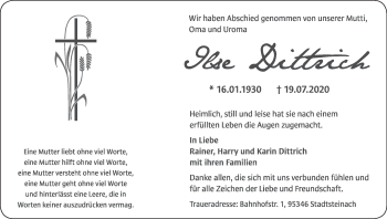 Anzeige von Ilse Dietrich von MGO