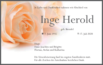 Anzeige von Inge Herold von MGO