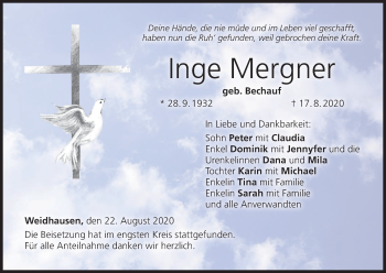 Anzeige von Inge Mergner von MGO
