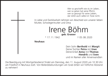 Anzeige von Irene Böhm von MGO