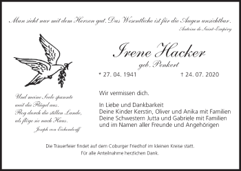 Anzeige von Irene Hacker von MGO