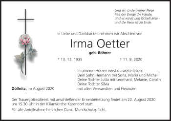 Anzeige von Irma Oetter von MGO