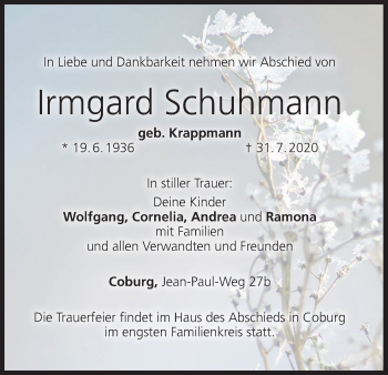 Anzeige von Irmgard Schuhmann von MGO