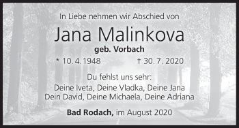 Anzeige von Jana Malinkova von MGO