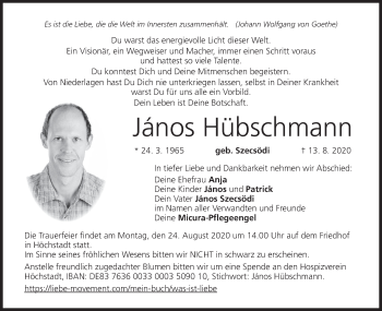 Anzeige von Janos Hübschmann von MGO