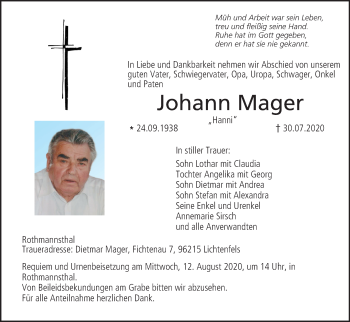 Anzeige von Johann Mager von MGO