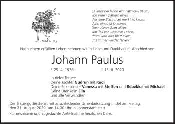 Anzeige von Johann Paulus von MGO