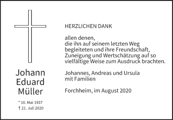 Anzeige von Johann Eduard Müller von MGO