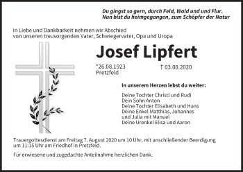 Anzeige von Josef Lipfert von MGO