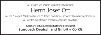 Anzeige von Josef Ott von MGO