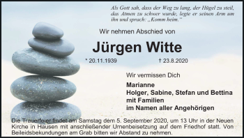 Anzeige von Jürgen Witte von MGO