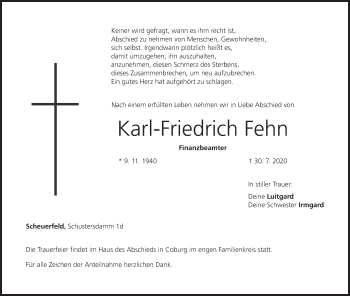 Anzeige von Karl-Friedrich Fehn von MGO