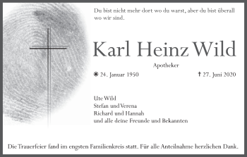 Anzeige von Karl Heinz Wild von MGO