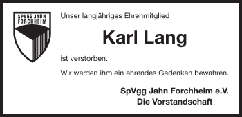 Anzeige von Karl Lang von MGO