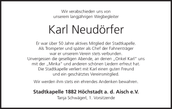 Anzeige von Karl Neudörfer von MGO