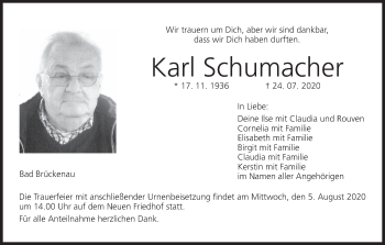 Anzeige von Karl Schumacher von MGO