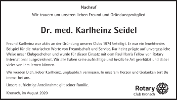 Anzeige von Karlheinz Seidel von MGO