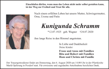 Anzeige von Kunigunda Schramm von MGO