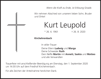 Anzeige von Kurt Leupold von MGO
