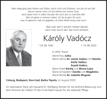 Anzeige von Káróly Vadócz von MGO