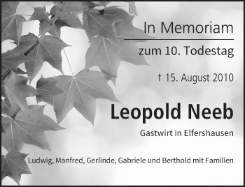 Anzeige von Leopold Neeb von MGO