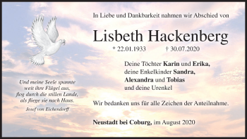 Anzeige von Lisbeth Hackenberg von MGO