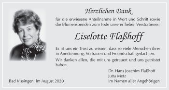 Anzeige von Liselotte Flaßhoff von MGO