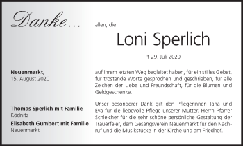 Anzeige von Loni Sperlich von MGO