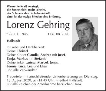 Anzeige von Lorenz Gehring von MGO
