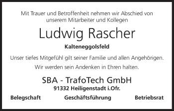Anzeige von Ludwig Rascher von MGO