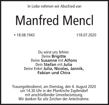 Anzeige von Manfred Mencl von MGO