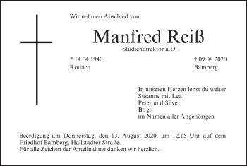 Anzeige von Manfred Reiß von MGO