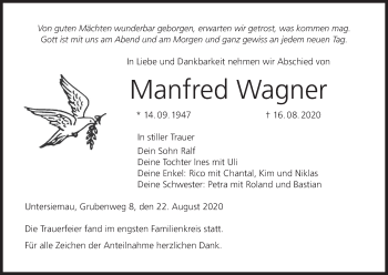 Anzeige von Manfred Wagner von MGO