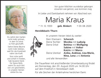 Anzeige von Maria Kraus von MGO