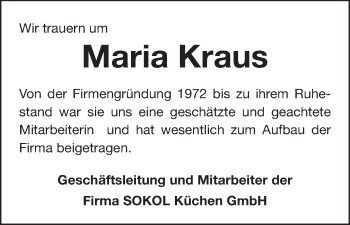 Anzeige von Maria Kraus von MGO