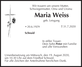 Anzeige von Maria Weiss von MGO