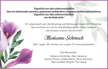 Anzeige von Marianne Schmuck von MGO