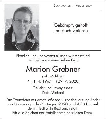 Anzeige von Marion Grebner von MGO