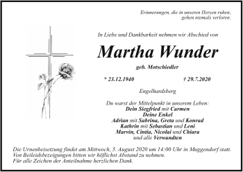 Anzeige von Martha Wunder von MGO