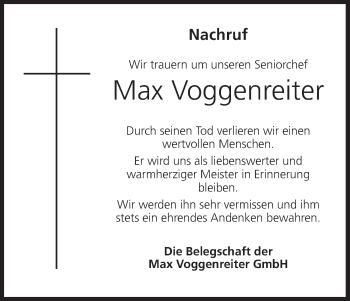 Anzeige von Max Voggenreiter von MGO