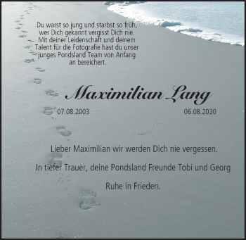 Anzeige von Maximilian Lang von MGO