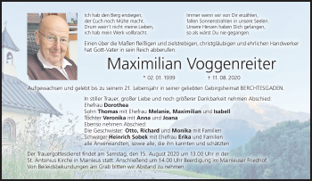 Anzeige von Maximilian Voggenreiter von MGO